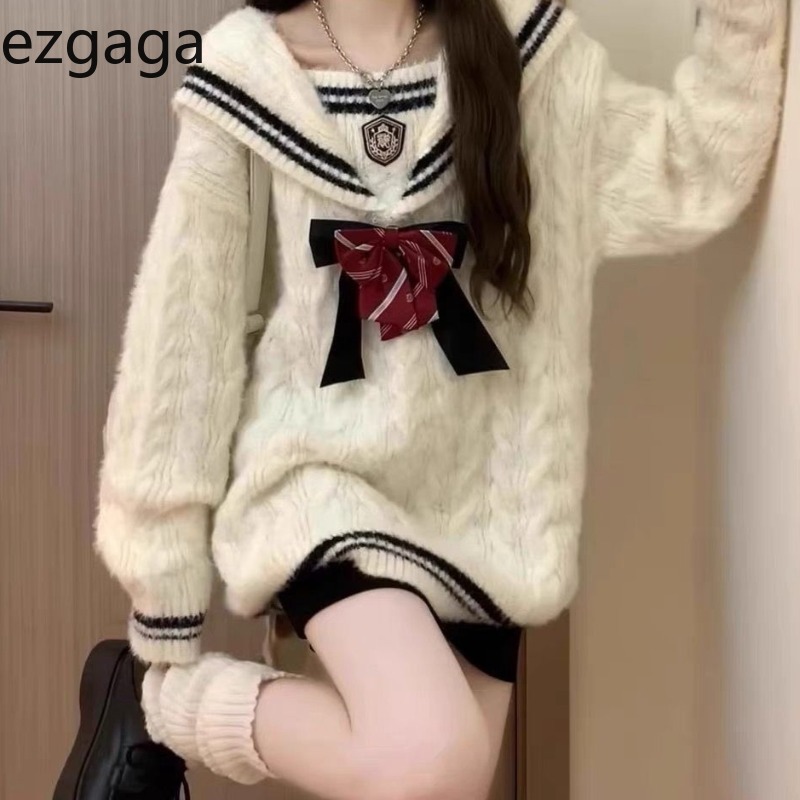 Vintage Fashion Style Female - Ezgaga Örme Kazak Kadın Tiki Tarzı