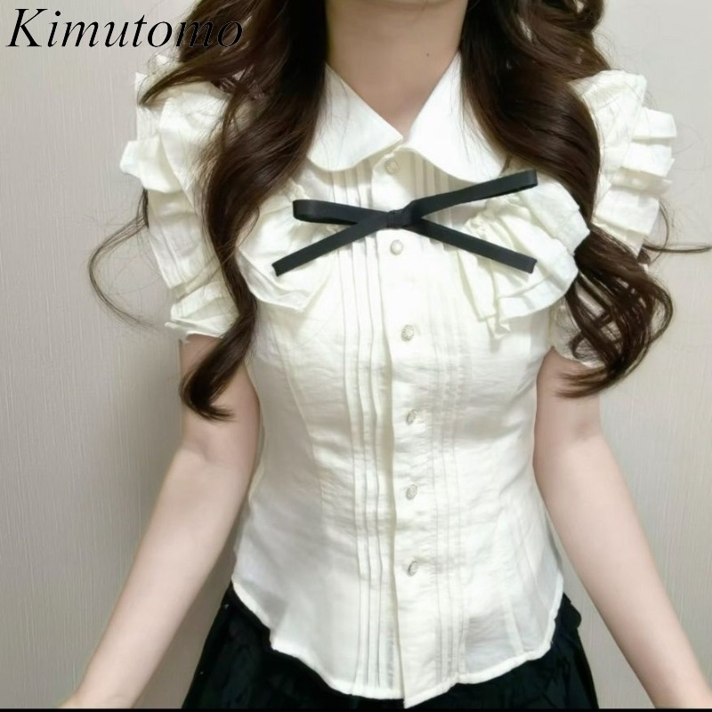 Vintage Fashion Style Female - Kimutomo Gömlek Kadın Vintage Zarif Peter