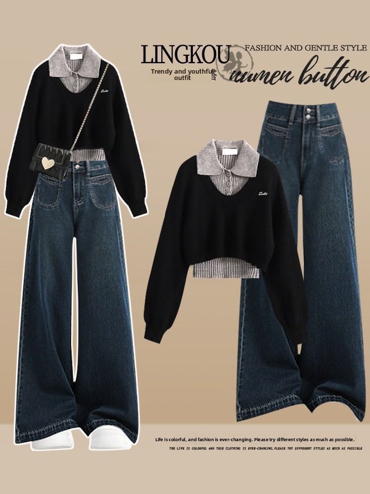 Vintage Fashion Years - Kore Tarzı Büyük Beden Örme Takım