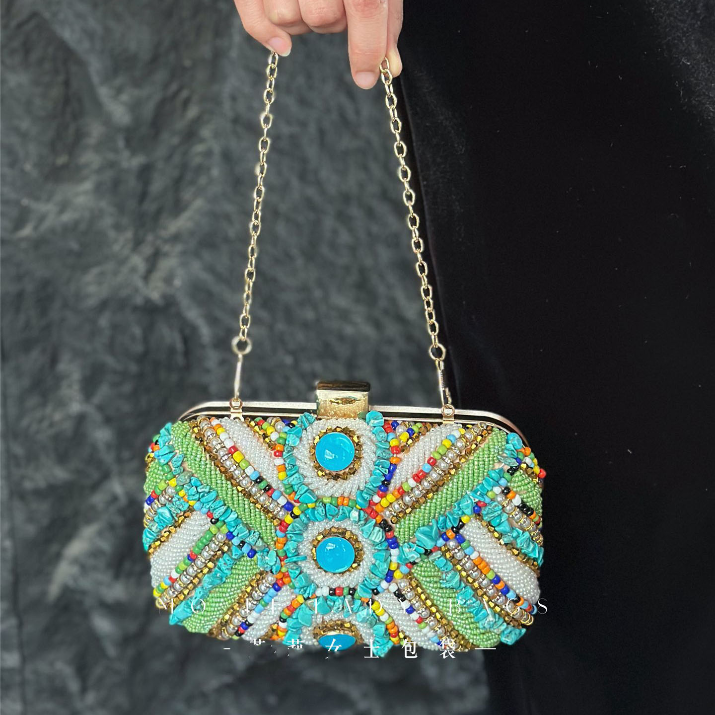 Vintage Fashion Style Female - Yaz Bohemian Boncuk Ekleme Ziyafet Çantası