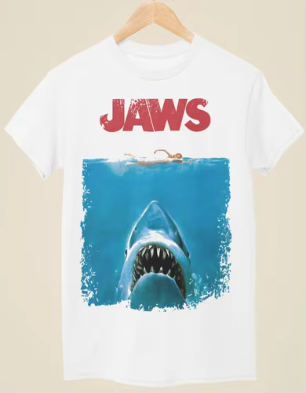 Vintage Fashion Illustration - Jaws Film Posterinden Esinlenen Vintage Tişört,