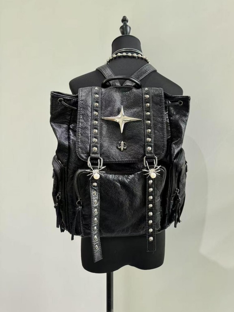 Vintage Fashion Boutique - Gotik Punk PU Deri omuzdan askili