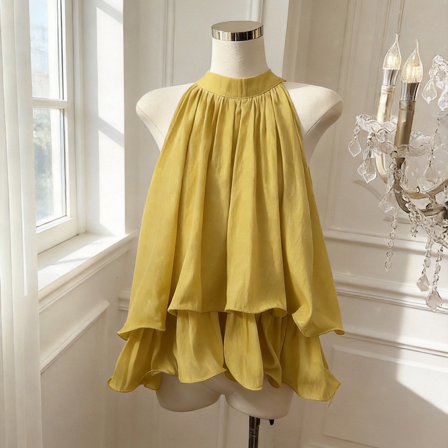 Vintage Fashion Years - Çift Katmanlı Fırfırlı Etekli Yelek Üst
