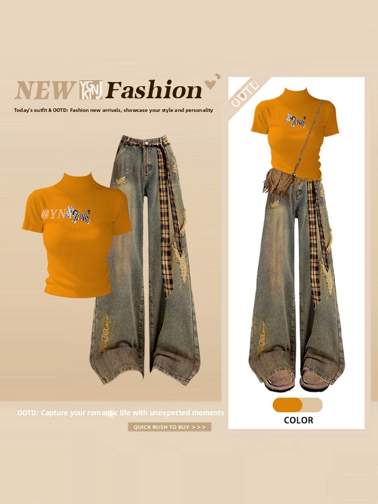 Vintage Fashion Years - Yazlık Amerikan Tarzı Kısa Kollu Tişört