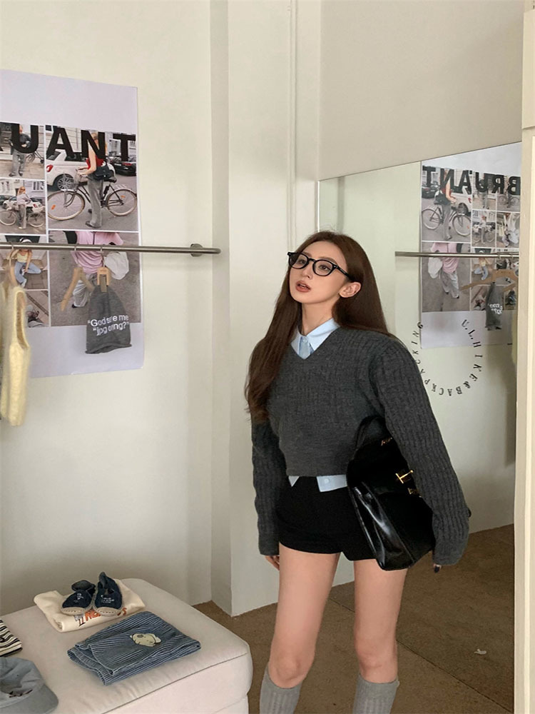 Temel Gri Kırpılmış Kazak Kadı - Vintage Fashion Style Female incelemesi ve fiyatı