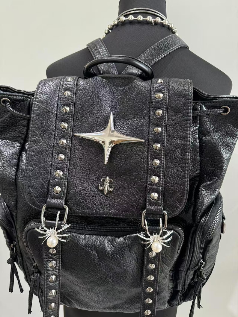 Gotik Punk PU Deri omuzdan ask - Vintage Fashion Boutique incelemesi ve fiyatı